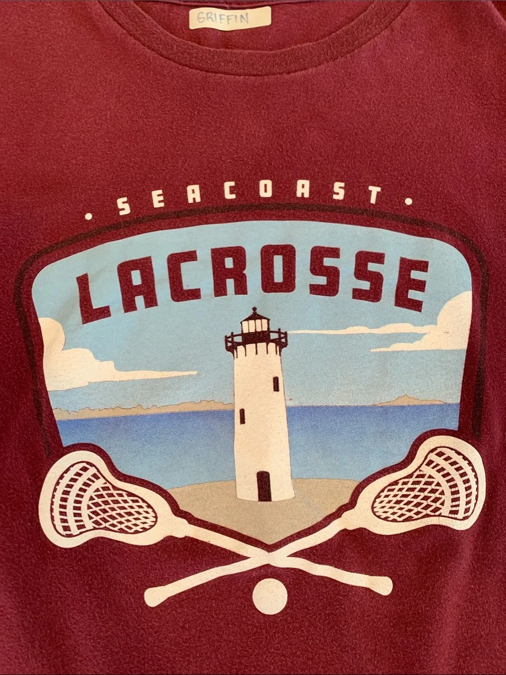 Unisex Kids Girls Boys Large Seacoast Lacrosse Maroon Short Sleeve T-Shirt